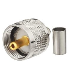 Eightwood 5pcs PL259 PL-259 UHF Male Crimp Coax Connectors RF Adapter for RG58 LMR195 Low Loss Coaxial Cable