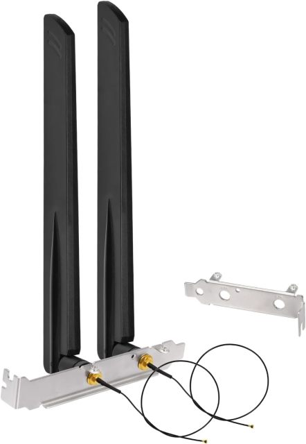 Eightwood WiFi 6 6E Antenna Tri-Band 2.4GHz 5GHz 6GHz + 10in IPEX MHF4 to PR-SMA Cable + Computer Slot Bracket for M.2 NGFF Intel Wireless Network Card
