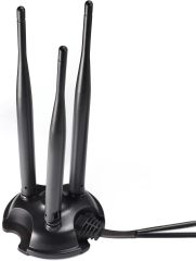 Eightwood 2.4GHz 5GHz Dual Band WiFi Antenna, Triple RP-SMA Antenna Magnetic Base for PC Desktop Computer, PCIe WiFi Card, WiFi Wireless Router, Mobile Hotspot, External WiFi USB Adapter
