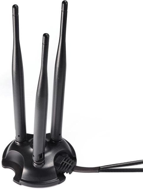 Eightwood 2.4GHz 5GHz Dual Band WiFi Antenna, Triple RP-SMA Antenna Magnetic Base for PC Desktop Computer, PCIe WiFi Card, WiFi Wireless Router, Mobile Hotspot, External WiFi USB Adapter