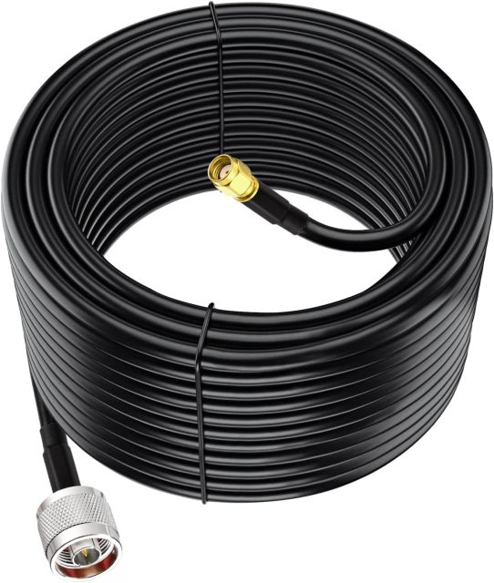 Eightwood WiFi Antenna Extension Cable 20ft N Male to RP-SMA Male KSR240 Low Loss Cable for Outdoor Yagi WiFi Antenna,WiFi Router,Helium Hotspot Miner, Lora Antenna, Lightning Arrester
