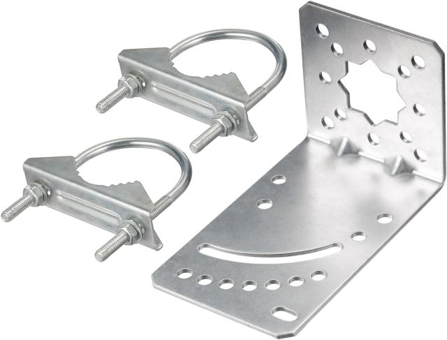 Eightwood Antenna Mast Pole Mount Bracket V Jaw Block with Double U-Bolts Clamp, Outdoor Antenna Pole Holder, Adjustable Angle Bracket Kit