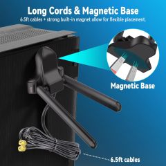 Eightwood WiFi 6E Antenna Tri-Band 2.4GHz 5GHz 6GHz Magnetic Base WiFi Antennae, RP-SMA Connector for PC Desktop Computer Motherboard PCIe Bluetooth WiFi 6E Card Wireless Router