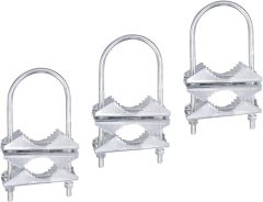 Eightwood Double Antenna Mast Clamp V Jaw Bracket with U Bolts, Mast to Mast Mounting Hardware Kit (3 Sets) for Outdoor TV Antenna, CB Ham Antenna, Yagi WiFi Antenna