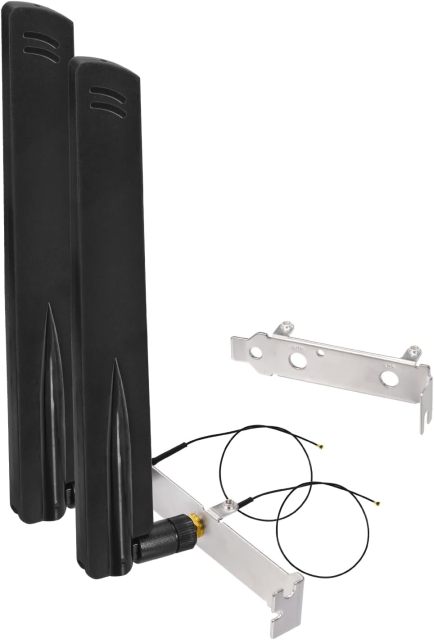 Eightwood WiFi 6 6E Antenna Tri-Band 2.4GHz 5GHz 6GHz + 10in IPEX MHF4 to PR-SMA Cable + Computer Slot Bracket for M.2 NGFF Intel Wireless Network Card