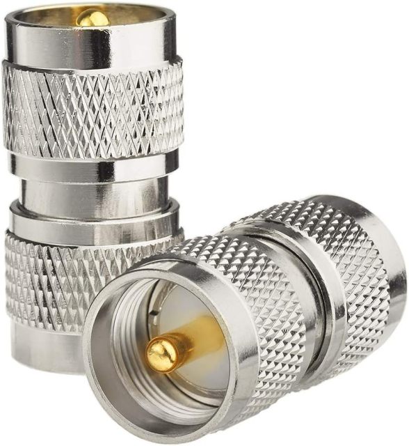 Eightwood UHF Male PL259 to UHF Male PL259 RF Adapter 2-Pack for CB Ham Amateur Radio, Radio Antenna