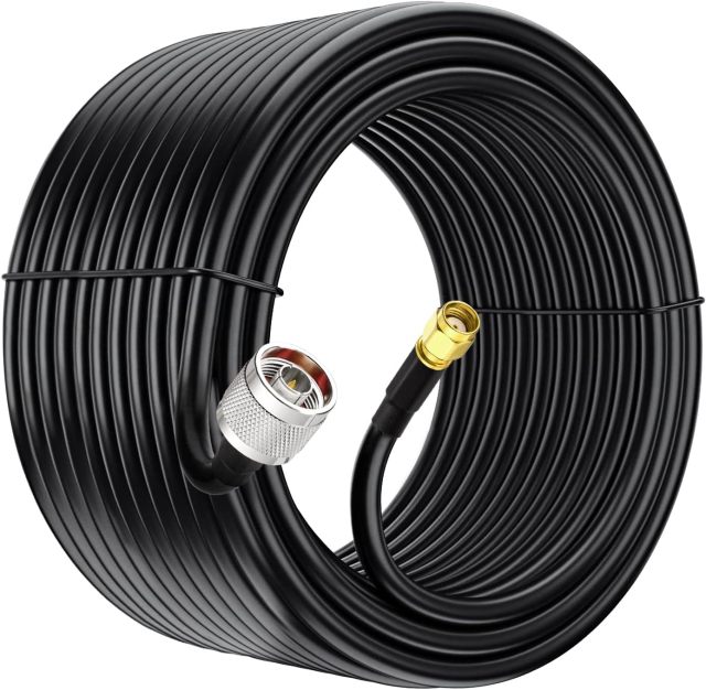 Eightwood WiFi Antenna Extension Cable 20ft N Male to RP-SMA Male KSR240 Low Loss Cable for Outdoor Yagi WiFi Antenna,WiFi Router,Helium Hotspot Miner, Lora Antenna, Lightning Arrester