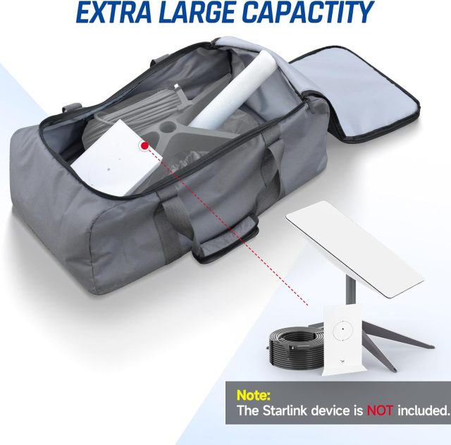 Storage Bag Kits for Starlink Internet Kit Satellite - Handbag + Drawstring Pocket + Rod Sheath - Compatible with Starlink Gen2 V2 Anatnna Starlink Ethernet Cable Router Power Supply
