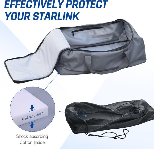 Storage Bag Kits for Starlink Internet Kit Satellite - Handbag + Drawstring Pocket + Rod Sheath - Compatible with Starlink Gen2 V2 Anatnna Starlink Ethernet Cable Router Power Supply
