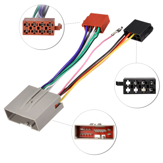 24 Pin No Cutting Wire Harness Power Speaker Connector for Select 2003-2017 Ford Lincoln Mercury Hyundai Land Rover installing Aftermarket Stereo with ISO Adapter Wires
