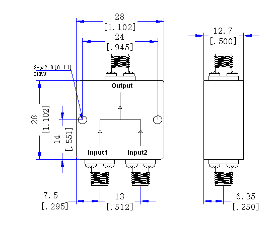 1~500MHz SMA Female 2 Way Power Divider 50 Ohm Wide-Band Signal Splitter