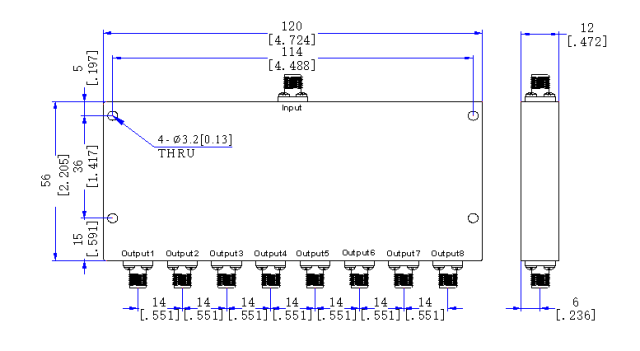 5~1000MHz SMA Female 8 Way Power Divider 50 Ohm Wide-Band Signal Splitter