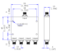 4000~40000MHz 2.92mm Female 4 Way Power Divider 50 Ohm Wide-Band Signal Splitter