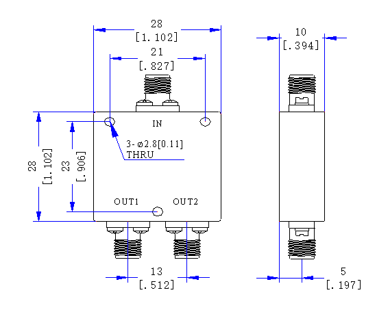 7000~12400MHz SMA Female 2 Way Power Divider 50 Ohm Wide-Band Signal Splitter