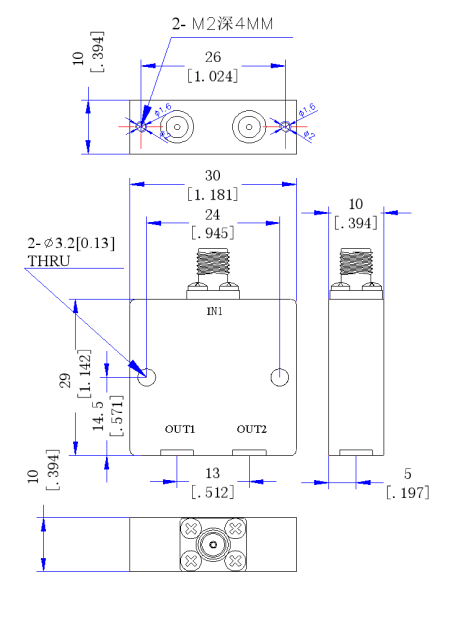 10000~22300MHz SMA Female SMP  Male 2 Way Power Divider 50 Ohm Wide-Band Signal Splitte