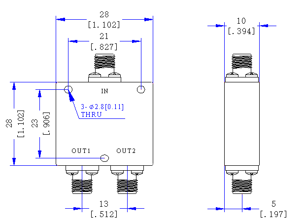 13500~15000MHz SMA Female 2 Way Power Divider 50 Ohm Wide-Band Signal Splitte