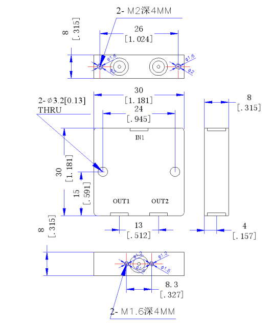 10000~22300MHz SMP Male 2 Way Power Divider 50 Ohm Wide-Band Signal Splitte