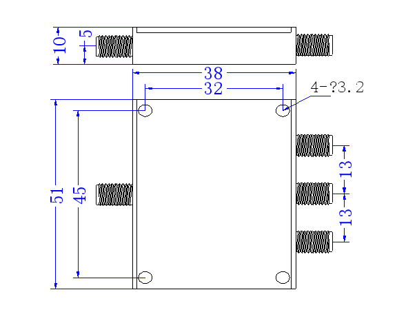 17000~21500 MHz SMA Female 3 Way Power Divider 50 Ohm Wide-Band Signal Splitte