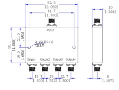 24000~30000 MHz 2.92mm Female 4 Way Power Divider 50 Ohm Wide-Band Signal Splitter