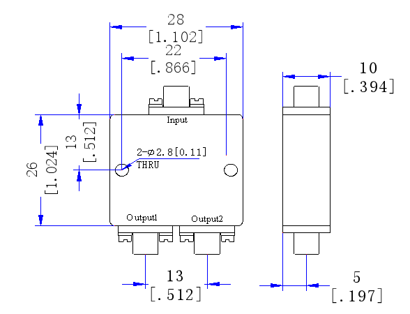 19500~20500 MHz SMP Male 2  Way Power Divider 50 Ohm Wide-Band Signal Splitter