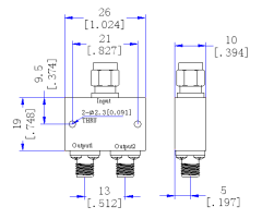 26000～30000 MHz 2.92mm Female 2.92mm Male 2 Way Power Divider 50 Ohm Wide-Band Signal Splitter