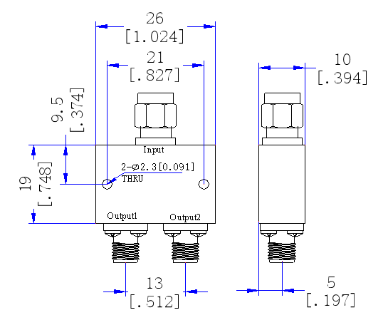26000～30000 MHz 2.92mm Female 2.92mm Male 2 Way Power Divider 50 Ohm Wide-Band Signal Splitter