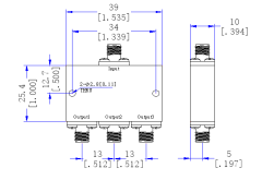 30000～30200  MHz 2.92mm Female 3 Way Power Divider 50 Ohm Wide-Band Signal Splitter