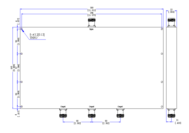 70～150  MHz N Female 3 Way Power Divider 50 Ohm Wide-Band Signal Splitter