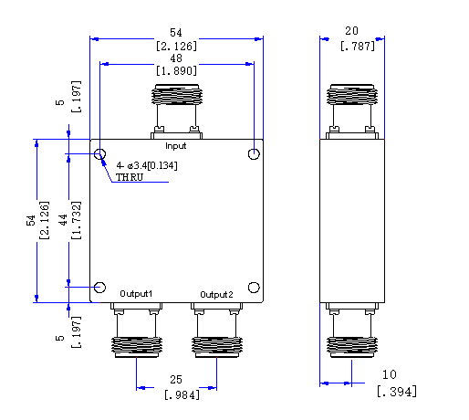 138～2700 MHz N Female 2 Way Power Divider 50 Ohm Wide-Band Signal Splitter