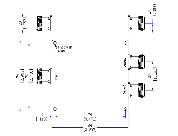 170～330 MHz N Female 2  Way Power Divider 50 Ohm Wide-Band Signal Splitter