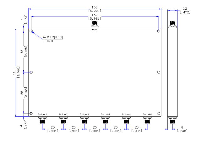 240～380 MHz SMA Female 6 Way Power Divider 50 Ohm Wide-Band Signal Splitter