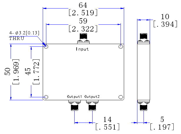 300～2000 MHz SMA Female 2 Way Power Divider 50 Ohm Wide-Band Signal Splitter