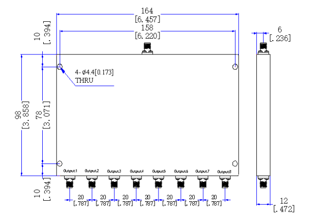 315～365  MHz SMA Female 8 Way Power Divider 50 Ohm Wide-Band Signal Splitter