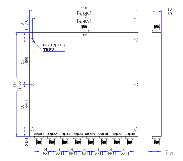 345～2000 MHz SMA Female 8 Way Power Divider 50 Ohm Wide-Band Signal Splitter