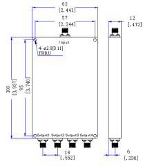 350～6000 MHz SMA Female 4 Way Power Divider 50 Ohm Wide-Band Signal Splitter