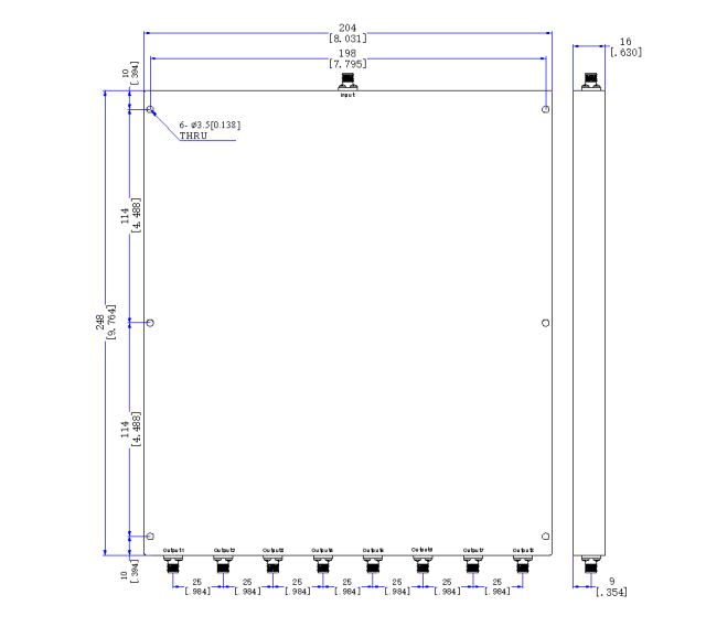 400～470  MHz SMA  Female  8 Way Power Divider 50 Ohm Wide-Band Signal Splitter