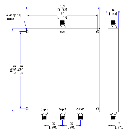 400～600 MHz SMA Female 3 Way Power Divider 50 Ohm Wide-Band Signal Splitter
