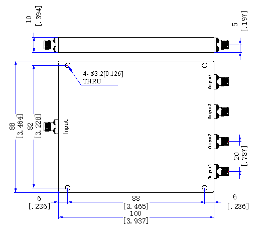 400～410 MHz SMA Female  4 Way Power Divider 50 Ohm Wide-Band Signal Splitter