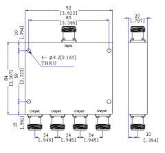 380～4600 MHz N Female 4 Way Power Divider 50 Ohm Wide-Band Signal Splitter