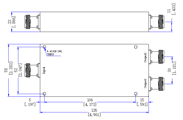 400～1000 MHz N Female 2 Way Power Divider 50 Ohm Wide-Band Signal Splitter