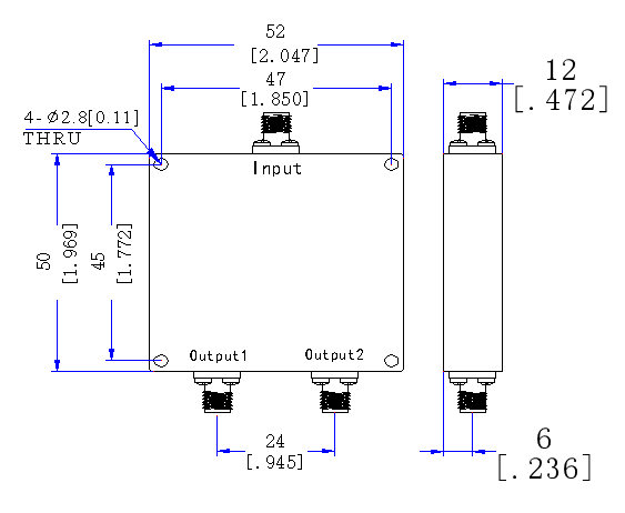 380～2300 MHz SMA Female  2 Way Power Divider 50 Ohm Wide-Band Signal Splitter