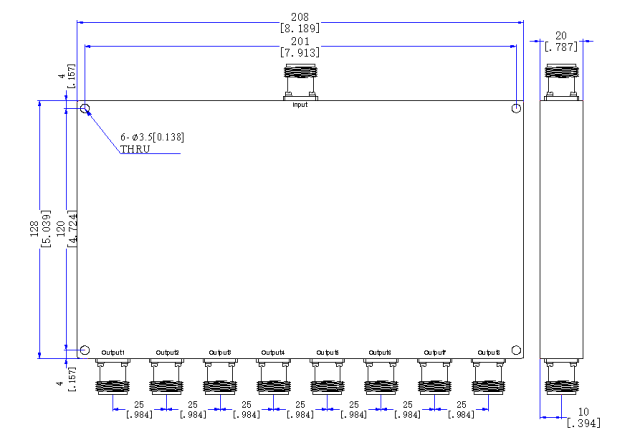 400～470  MHz N  Female  8 Way Power Divider 50 Ohm Wide-Band Signal Splitter