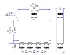 351～356 MHz N Female 4 Way Power Divider 50 Ohm Wide-Band Signal Splitter