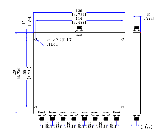 400～2000 MHz SMA Female 8 Way Power Divider 50 Ohm Wide-Band Signal Splitter