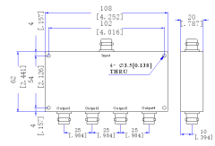 470～860 MHz BNC Female 4 Way Power Divider 50 Ohm Wide-Band Signal Splitter