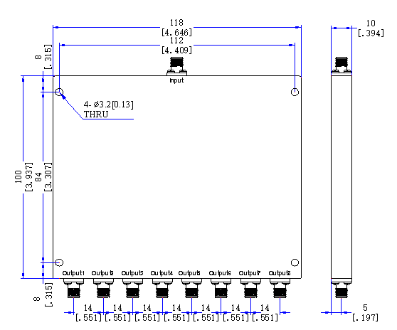 500～2750  MHz SMA Female 8 Way Power Divider 50 Ohm Wide-Band Signal Splitter