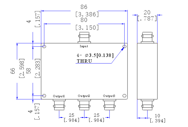 470～860 MHz BNC Female 3 Way Power Divider 50 Ohm Wide-Band Signal Splitter
