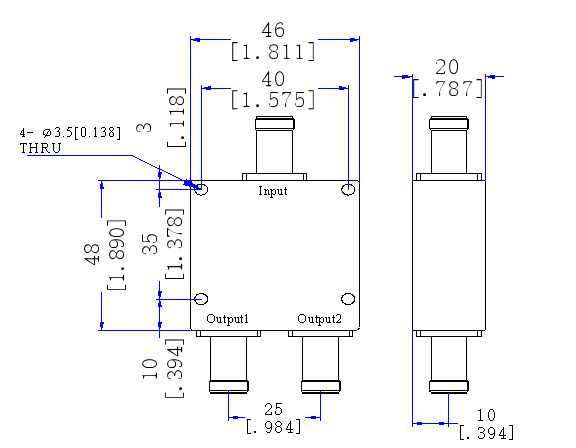 470～860 MHz TNC Female 2 Way Power Divider 50 Ohm Wide-Band Signal Splitter