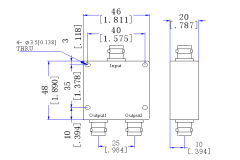 470～860 MHz BNC Female 2 Way Power Divider 50 Ohm Wide-Band Signal Splitter