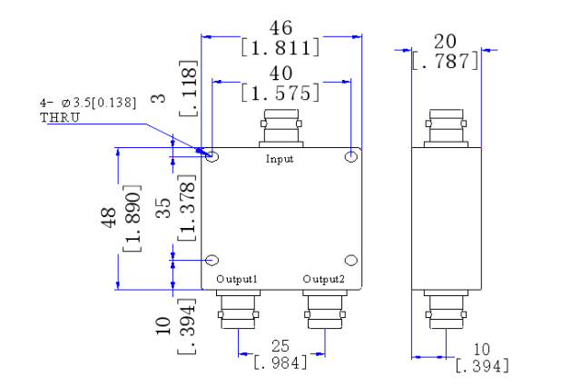 470～860 MHz BNC Female 2 Way Power Divider 50 Ohm Wide-Band Signal Splitter